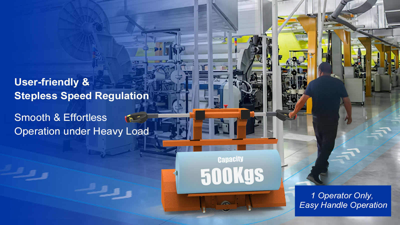 Electric Cloth Roll Doffing Trolley Carrying Capacity 500kgs