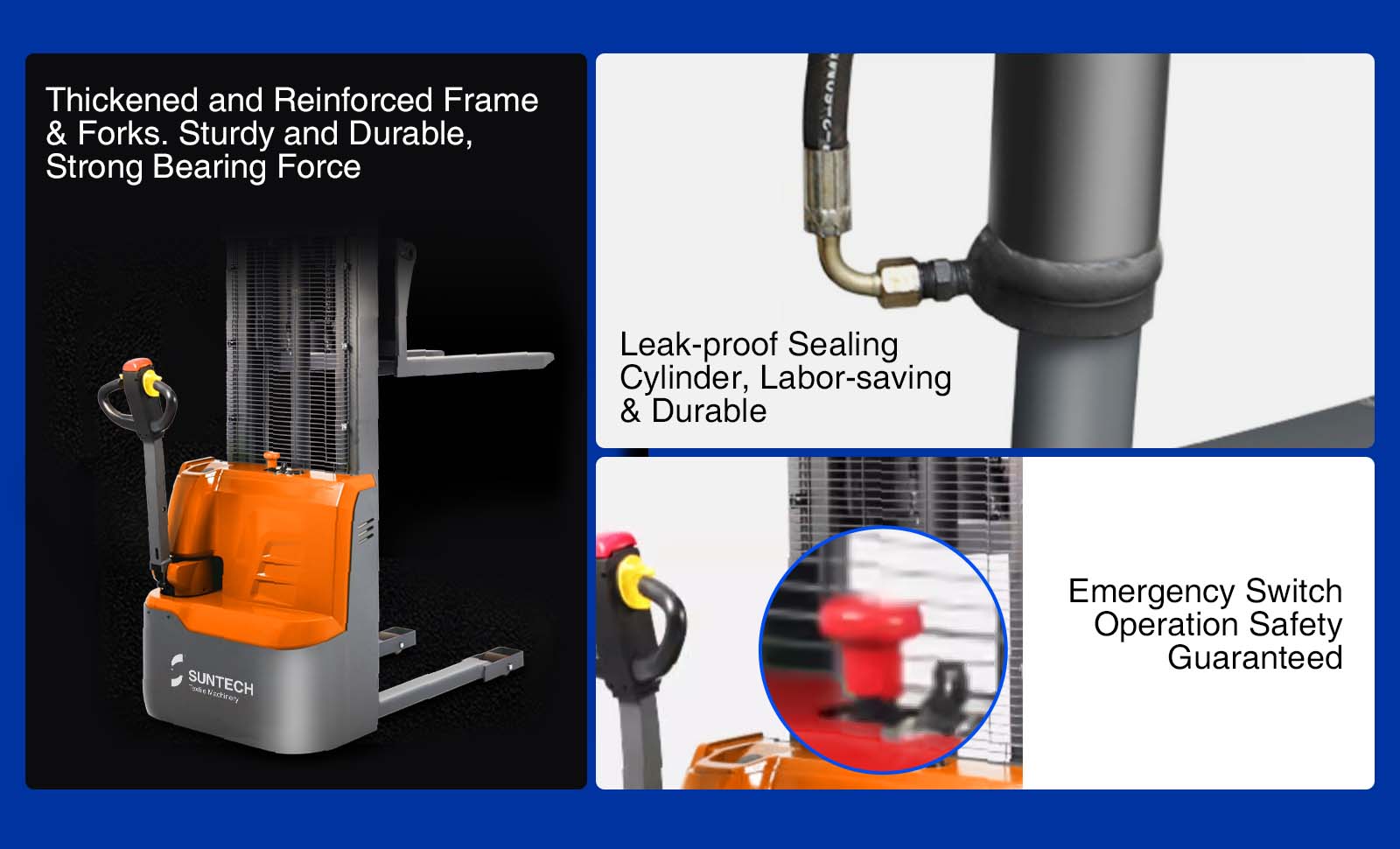 Walkie Type Electric Stacker have Emergency Switch\Leak-proof Sealing Cylinder\ 