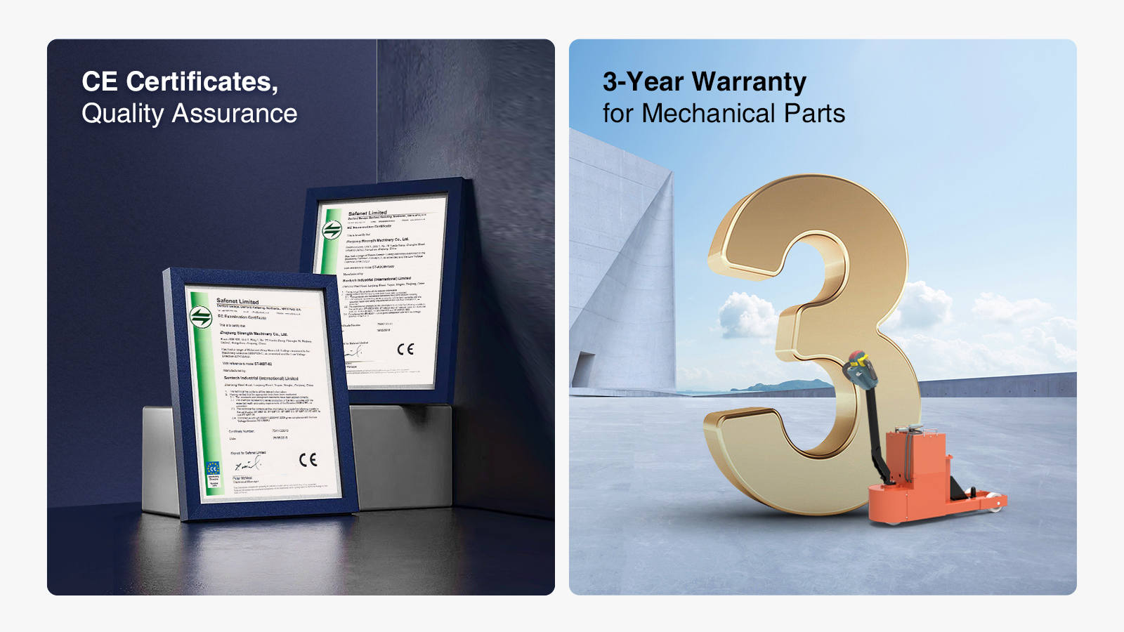 CE Certificates,3-Year Warranty Quality Assurancefor Mechanical Parts