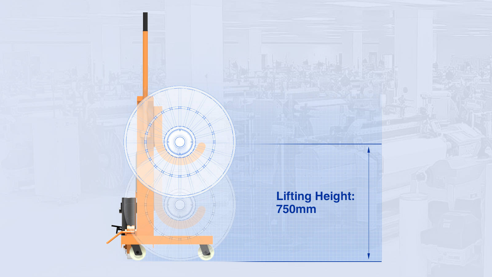 Warp Beam Transport Trolley Lifting Height Up to 750 mm