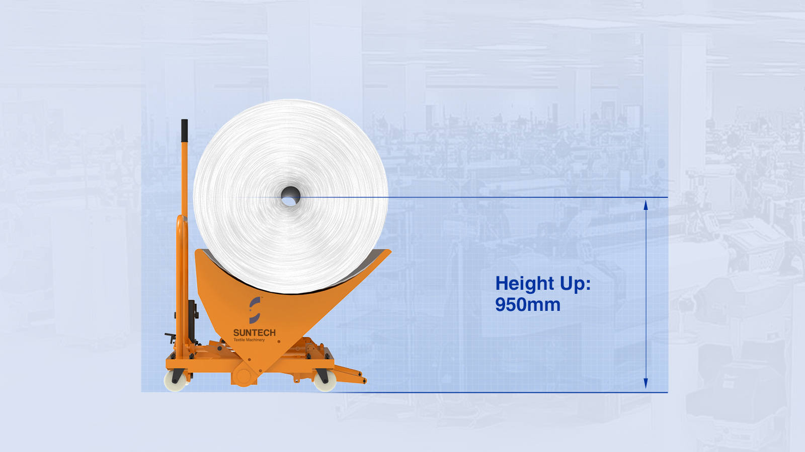 Cloth Roll Doffing Truck Center Height Up to 950 mm