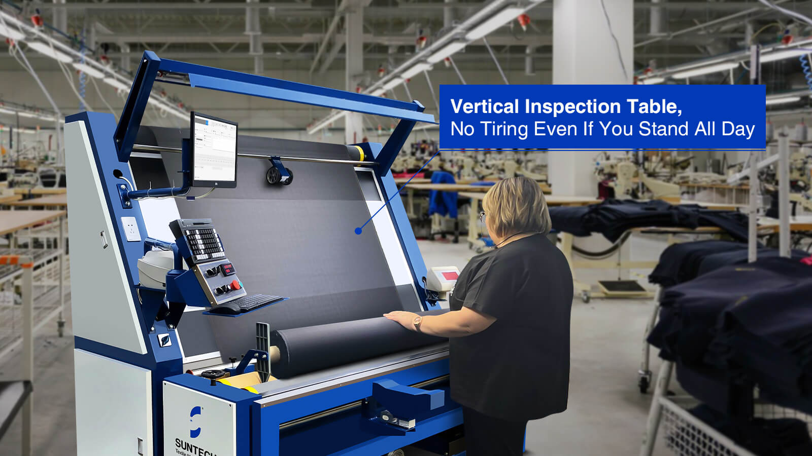 Woven Fabric Inspection Machine have vertical inspection table