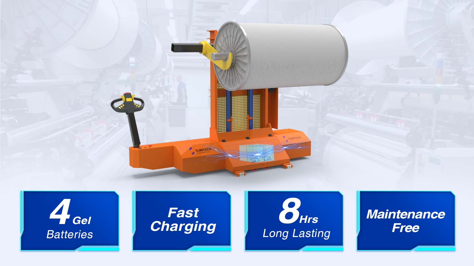 Electric Warp Beam High Lift Truck have Long Battery Life