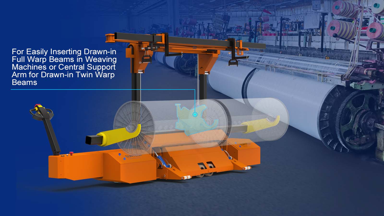 Electric Warp Beam Lifting Trolley (For Ultra-wide Looms) 1 Operator Enough