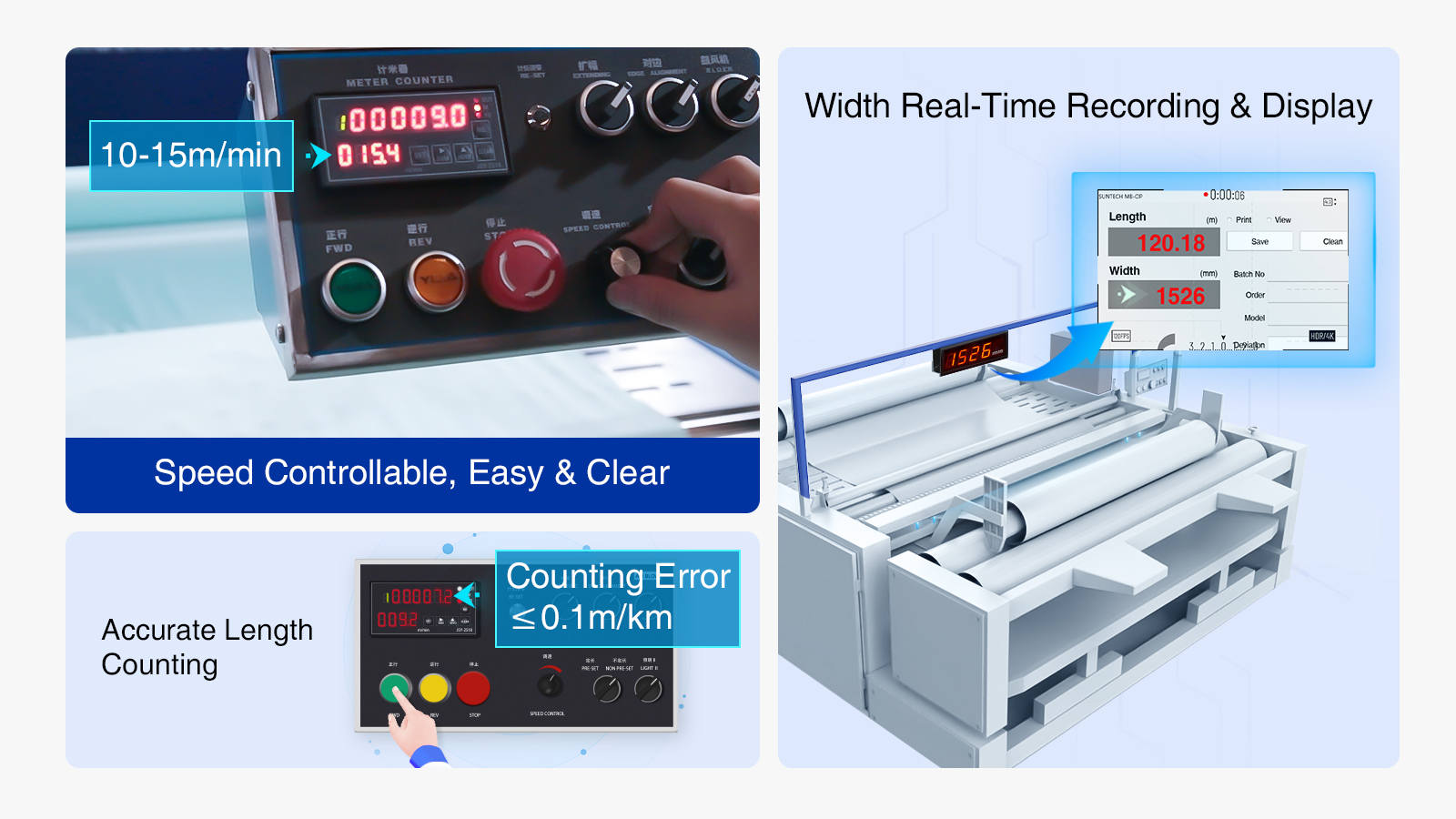 roll to roll relaxing machine can synchronized length & width measurement