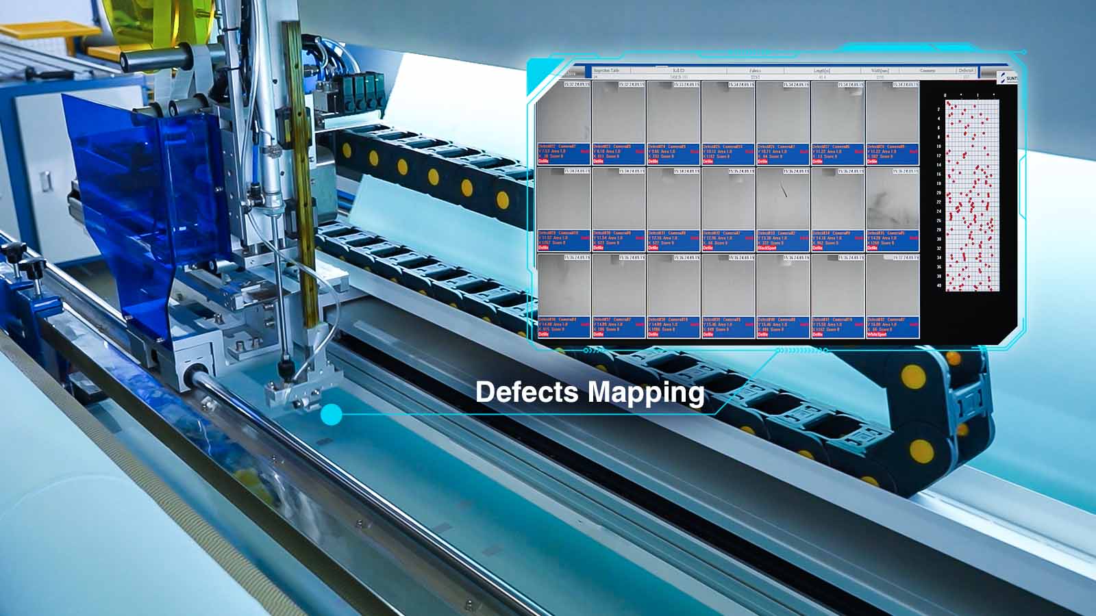 ai fabric inspction system can automated Defects Mapping, Defect Size