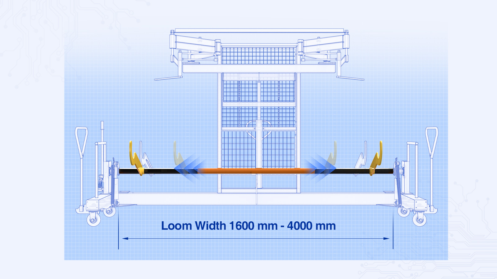 Warp Beam Lift Trolley Suitable for Loom Width 1600 mm - 4000 mm